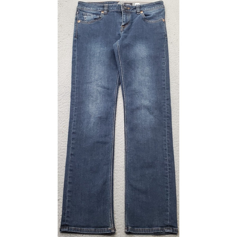 Volcom Vorta Straight Jeans Womens 27 Blue Denim Slim Faded Mid Wash Streetwear